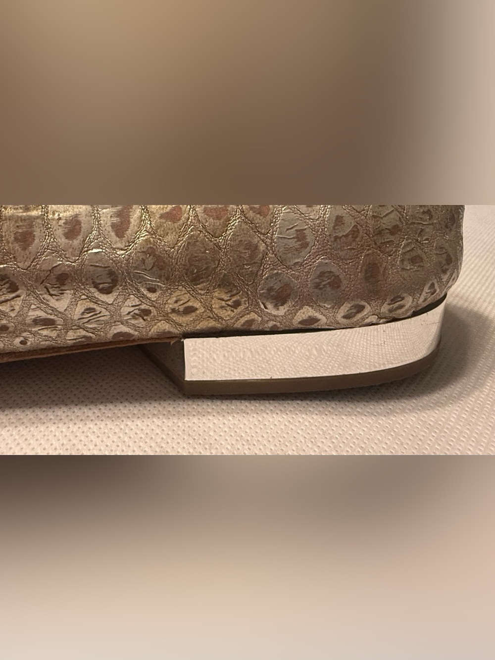 Donald J. Pliner Champagne Snakeskin Pattern Embellished Loafers - Picture 7 of 14